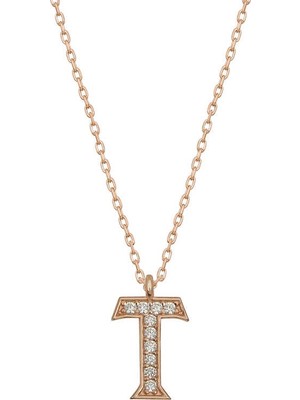 Bazarhane Gümüş Rose T Harfi Kadın Kolye