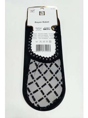 Marsilyan Çarpı Dantel Babet Çorap
