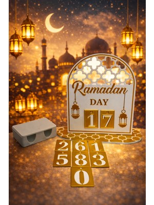 Allians Şık Gold ve Beyaz Ramazan Gün Sayacı, Masa Üstü Dekoratif Takvim