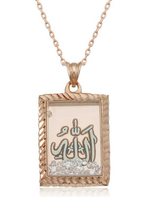 Bazarhane Gümüş Rose Allah Yazılı Kadın Kolye