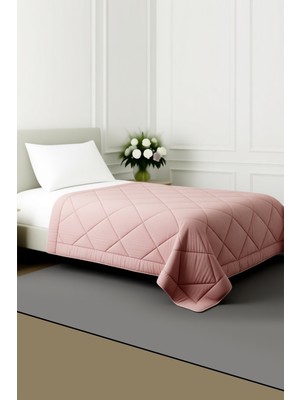 Mona Yatak Pollycotton Çift Taraflı Desenli Yorgan Tek Kişilik 155X215 cm - 300 gr - Gri Gülkurusu