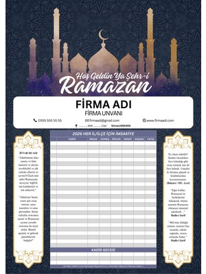 Allians Kişiye Özel Ramazan Imsakiyesi, 10'lu Dijital Baskı Seti