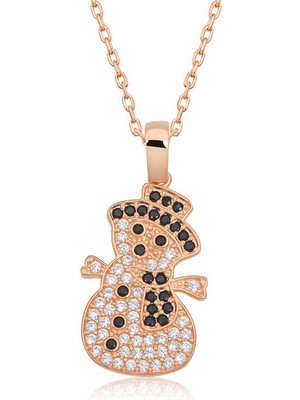 Bazarhane Gümüş Rose Kardan Adam Kadın Kolye