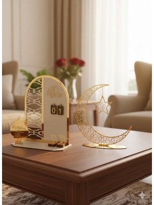 Allians Ramazan Köşesi Seti 2’li, Iftar Geri Sayım Takvimi ve Altın Ay Yıldız Süsü