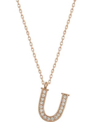 Bazarhane Gümüş Rose U Harfi Kadın Kolye