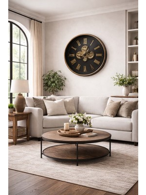 Bosso 70 cm Büyük Boy Hareketli Çarklı Metal Çerçeve Duvar Saati – Salon Ofis Dekorasyon