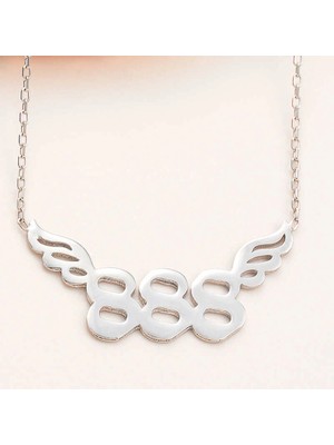 Bazarhane Gümüş 888 Melek Sayısı Kadın Kolye