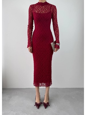 Yeşil Sarmaşık Vedo Çiçek Detaylı Elbise