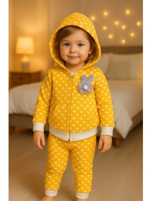 Donino Kız Bebek  Kalpli Jakarlı  3 Lü Takım