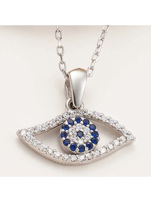 Bazarhane Gümüş Nazarlı Göz Kadın Kolye