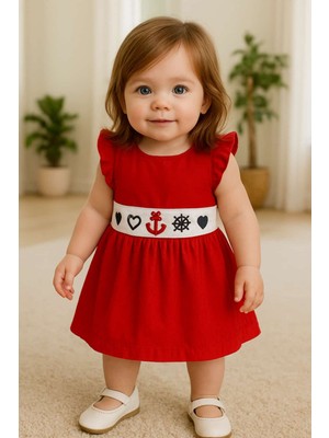 Minitix Kız Çocuk Marin Baskılı Elbise