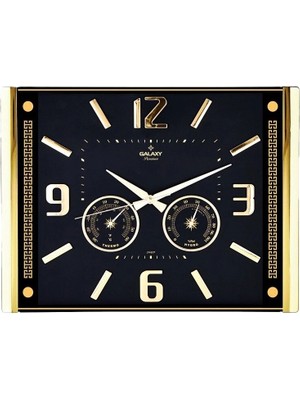 Go İthalat Premium Barometreli Isı - Nem Ölçer Kabartma Rakamlı Duvar Saati 41.5X32CM  707-A-1 (5468)