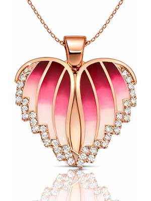 Bazarhane Gümüş Rose Kalpli Isimli Bayan Kolye