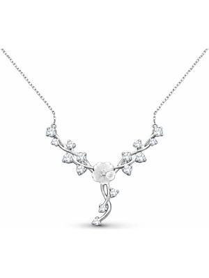 Bazarhane Gümüş Manolya Çiçeği Sarmaşık Kadın Kolye