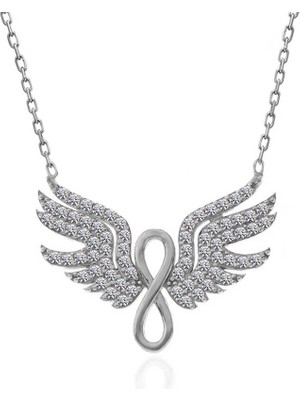 Bazarhane Gümüş Melek Kanadı Sonsuzluk Kadın Kolye