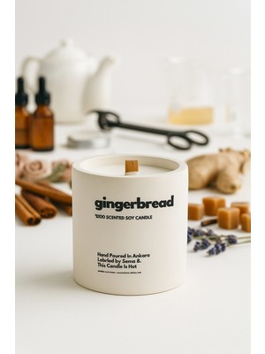 Basement : Gingerbread : Modern Beyaz Beton Mum (Zencefil, Tarçın, Karamel, Vanilya, Şeker Özü)