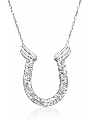 Bazarhane Gümüş Zirkon Taşlı Nal Kadın Kolye