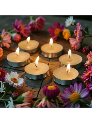 Kuzey Oyuncak 50 Adet Yuvarlak Beyaz Tea Light Mum Beyaz Mum Tealight Mum Yılbaşı Mumları Romantik Dekor Süsleme
