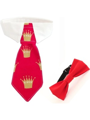 Özbience Kırmızı Kravat ve Papyon 2'li Set, Küçük Hayvanlar Için Şık Aksesuarlar