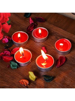Kuzey Oyuncak 32 Adet Yuvarlak Kırmızı Tea Light Mum Kırmızı Mum Tealight Mum Yılbaşı Mumları Romantik Dekor Mum