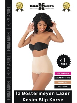 #korse Iz Yapmayan 2 Beden Küçülten Kaymaz Toparlayıcı Lazer Kesim Slip Korse - 1 Adet