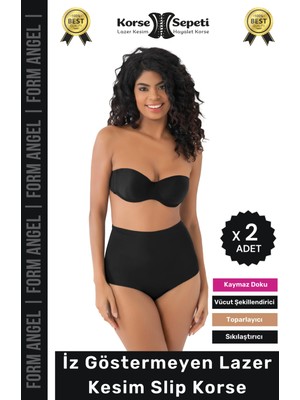 #korse Iz Yapmayan 2 Beden Küçülten Kaymaz Toparlayıcı Lazer Kesim Slip Korse - 2 Adet