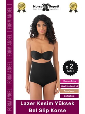 #korse Toparlayıcı Kaymaz 2 Beden Küçülten Kadın Lazer Kesim Yüksek Bel Slip Korse - 2 Adet