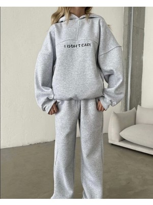 Nova Epoxy Art Nakış Işlemeli Üç Iplik Sweat Takım- Gri