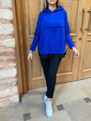 Nova Epoxy Art Kadın Kapşonlu Etek Ucu Detay Armalı Ters Dikiş Gorunumlu Ikili Takım