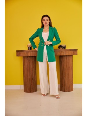 Nova Epoxy Art Yeşil Blazer Düğmeli Ceket