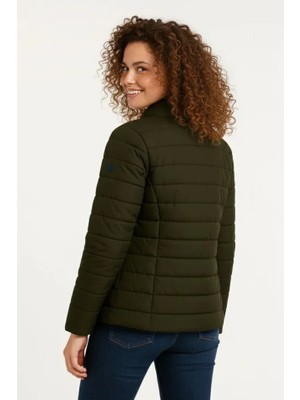 Nova Epoxy Art Mikro Su Itici Kapitone Baskılı Astarlı Fermuarlı Bomber Mont - Haki