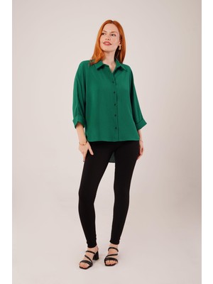 Nova Epoxy Art Kol Katlama Detaylı Zümrüt Yeşili Gömlek