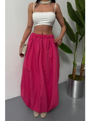 Nova Epoxy Art Bel Lastikli Balon Etek Şanel Boy Soft Kumaş - Fuşya