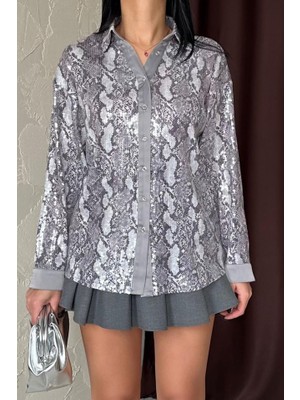 Nova Epoxy Art Gri Işıltılı Garni Gömlek