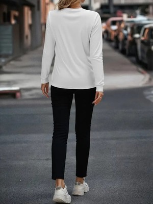 Nova Epoxy Art Kadın Uzun Kollu Bisiklet Yaka Cepli Viskon Iki Iplik Bluz ve Pantolon Ikili Takım