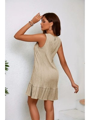 Nova Epoxy Art Kadın Askılı Bisiklet Yaka Fırfırlı Kısa Marta Elbise