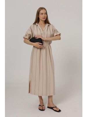 Nova Epoxy Art Beli Lastikli Elbise - Taş