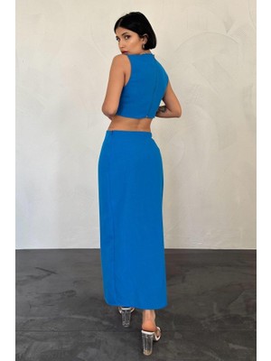 Nova Epoxy Art Turkuaz Kuşaklı Crop ve Etek Takım