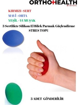 Allians Silikon El Bilek ve Parmak Güçlendirme Egzersiz Seti 3'lü Yeşil Kırmızı Mavi