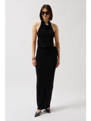 Nova Epoxy Art Parlak Kumaş Maxi Etek