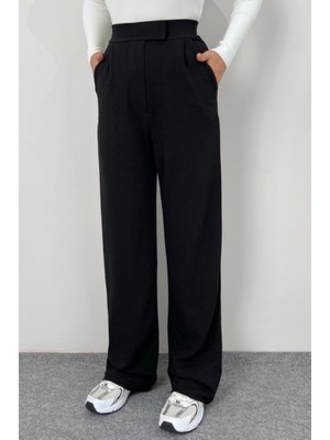 Nova Epoxy Art Kadın Yüksek Bel Cepli Cırt Kapama Janjan Krep Pantolon