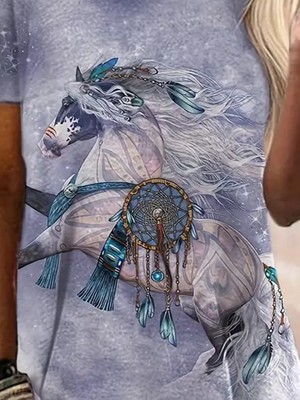 Nova Epoxy Art Kadın Kısa Kollu Bisiklet Yaka Salaş Süprem Bluz