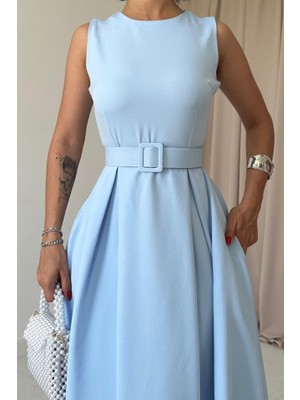 Nova Epoxy Art Bebe Mavi Halter Yaka Kloş Elbise