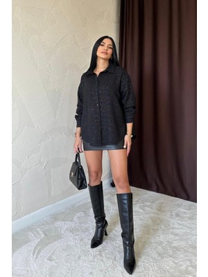 Nova Epoxy Art Siyah Işıltılı Gömlek