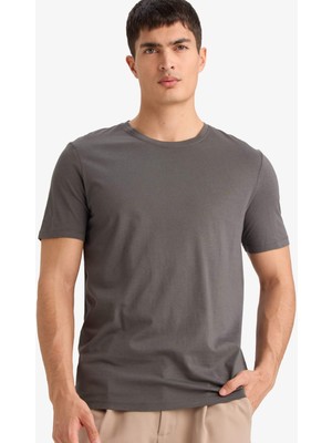 DeFacto Slim Fit Bisiklet Yaka Modal Karışımlı Pamuklu Basic Kısa Kollu Tişört M6606AZ26SP