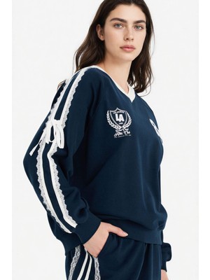 DeFacto %100 Pamuk Oversize Baskılı Sweatshirt G8034AX26SP