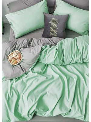 More Home Lastikli Çarşaflı Tek Kişilik Nevresim Takımı  Yeşil-Antrasit