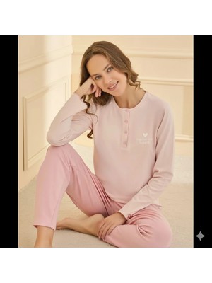 Miravm 90780 Kadın Yarı Patlı Uzun Kol Pijama Takımı