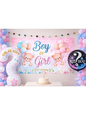 Ayıcıklı Gender Reveal Parti Seti – Boy Or Girl Sürpriz Cinsiyet Konsepti Seti Süsü