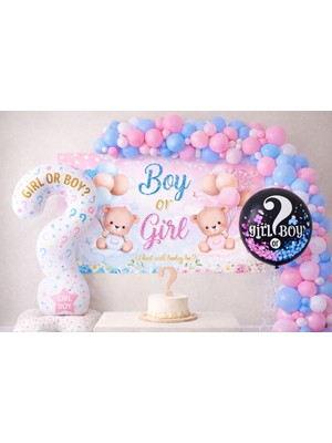 Bkmc Cinsiyet Belirleme Parti Seti Lüks Brandalı Soru Işaretli Cinsyet Belirleme Balonlu Parti Seti Süsü